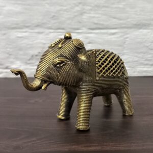 Handcrafted Dhokra Metal – Processed Brass – Figurine of an Elephant for Home and Table Decor