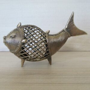 Handcrafted Dhokra Metal Art Collectible Showpiece Figurine of Fish for Home And Desk Decor