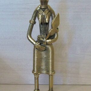 Handcrafted Dhokra Metal Art – Primitive Impression Figurine – Mother with Child For Home And Desk Decor